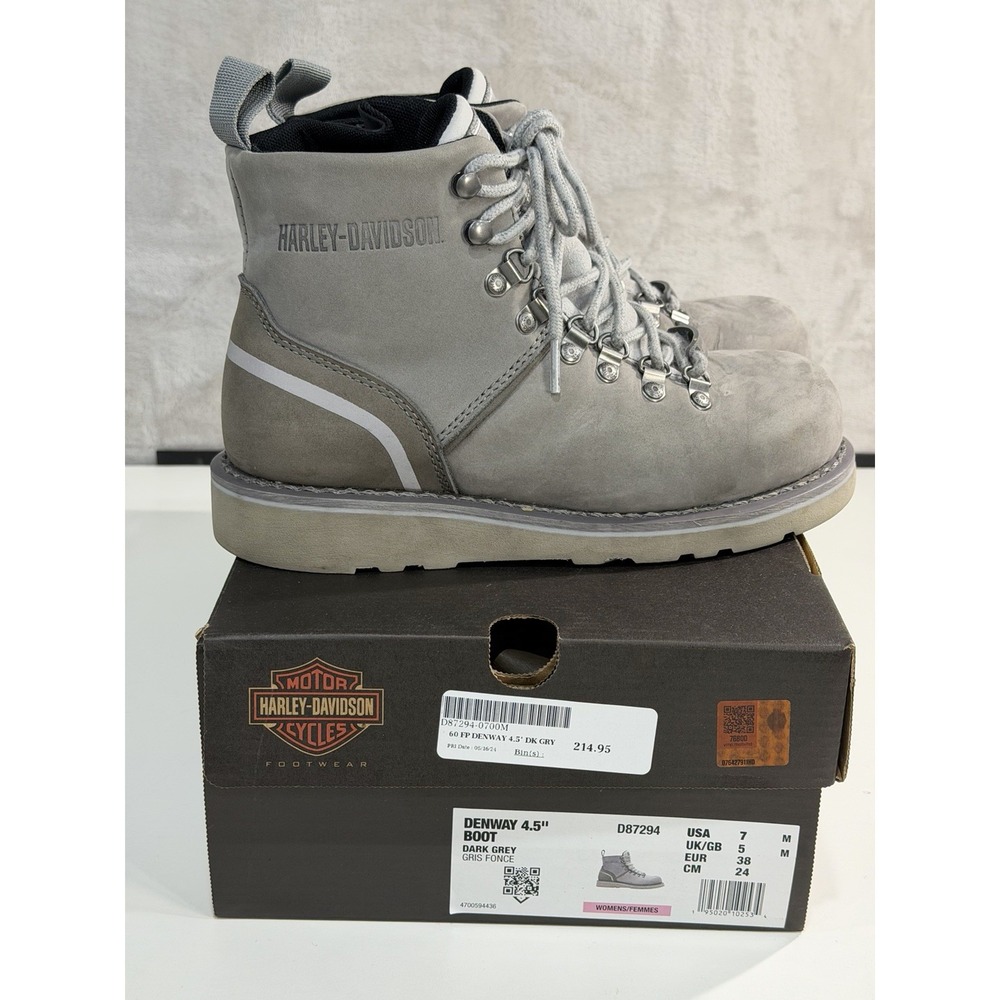 Harley-Davidson® Women's Denway 4.5-Inch Dark Grey Motorcycle Boots Sz 7 D87294